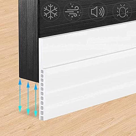 Door Draught Excluder for Huge Gap,3" W x 39" L Adhesive Door Weather Stripping Rubber Bottom Seal Strip Soundproof Under Door Draft Stopper Door Draft Blocker,White Cover