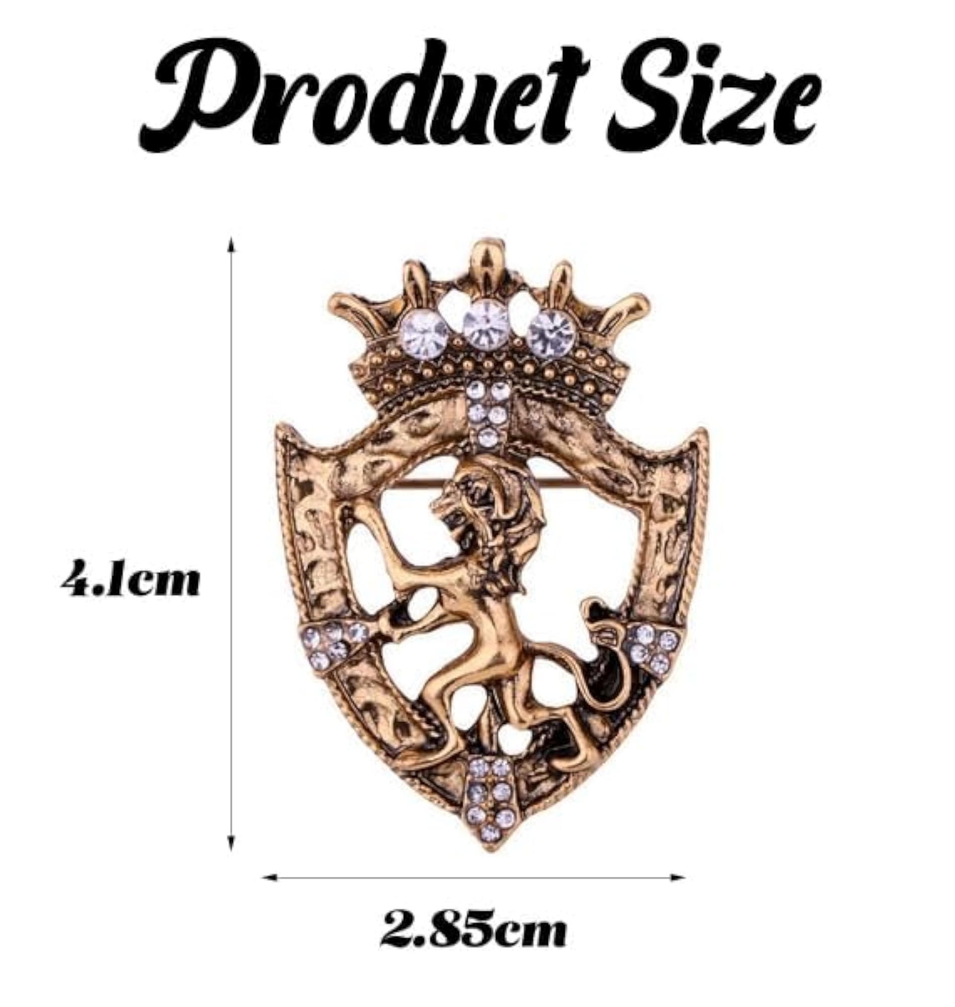 Men's Antique Style Royal Lapel Brooch with White Diamonds
