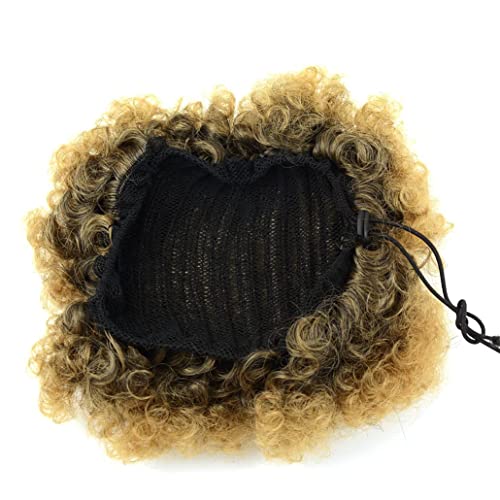 Afro Puff Drawstring Ponytail Extension Short Synthetic Afro Kinky Curly Puff Ponytail for Natural Hair Clip On Kinky Drawstring Curly Ponytail Bun Hairpieces (Large,T1B/27# ) - Image 3