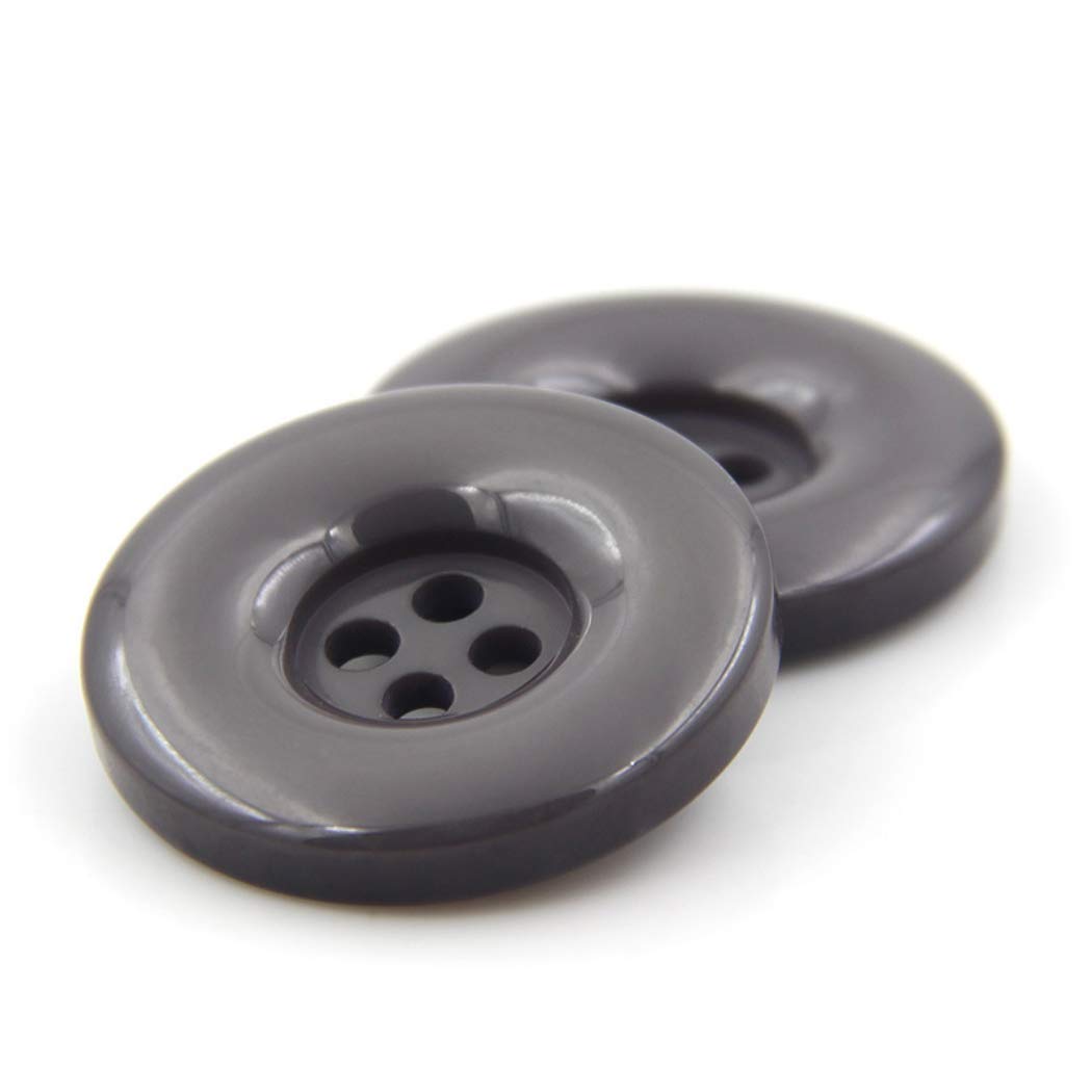 ZoTuoART Round Resin Buttons, Four-Hole, Flat, Replacement Buttons for Coats Shirts Trousers Clothing Accessories DIY Sewing Craft, Gray, 25mm(1.0''), 20Pcs
