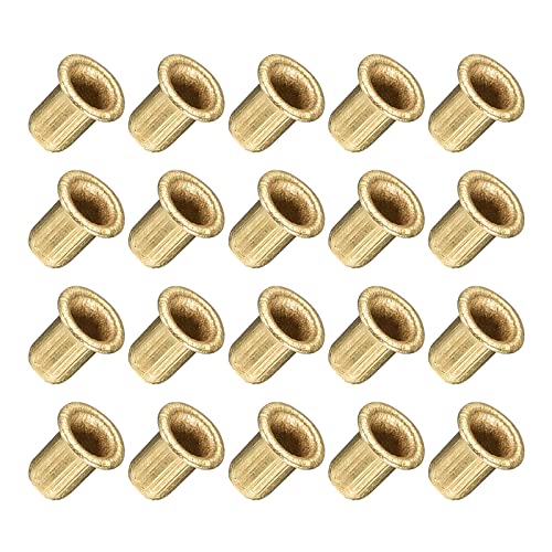 METALLIXITY Traversant Trou Rivet (4x6mm) 200pcs, Cuivre Creux Rivet Écrous - pour Cuir Toile Vêtements DIY Artisanat Fabrication, Cuivre Ton