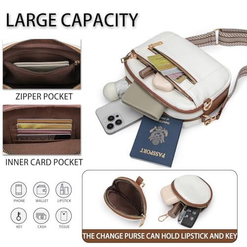 Crossbody Bag for Women, Convertible Belt Bag with Adjustable Strap and Coin Purse (White) - Image 4