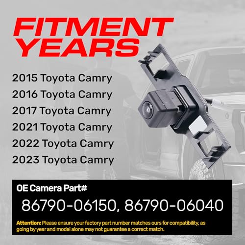 Image of Master Tailgaters Replacement for Toyota Camry (2015-2017, 2021-2023) Backup Camera OE Part # 86790-06040, 86790-06150