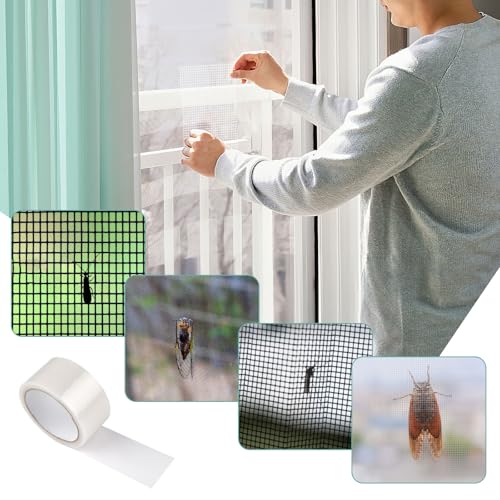 Fliegengitter Reparatur Klebeband 5cm x 500cm Selbstklebend Weiß - Insektenschutz Reparaturset für Fenster, Türen, Fliegengitter Löcher, Starker Kleber, Wasserdicht, Haltbar