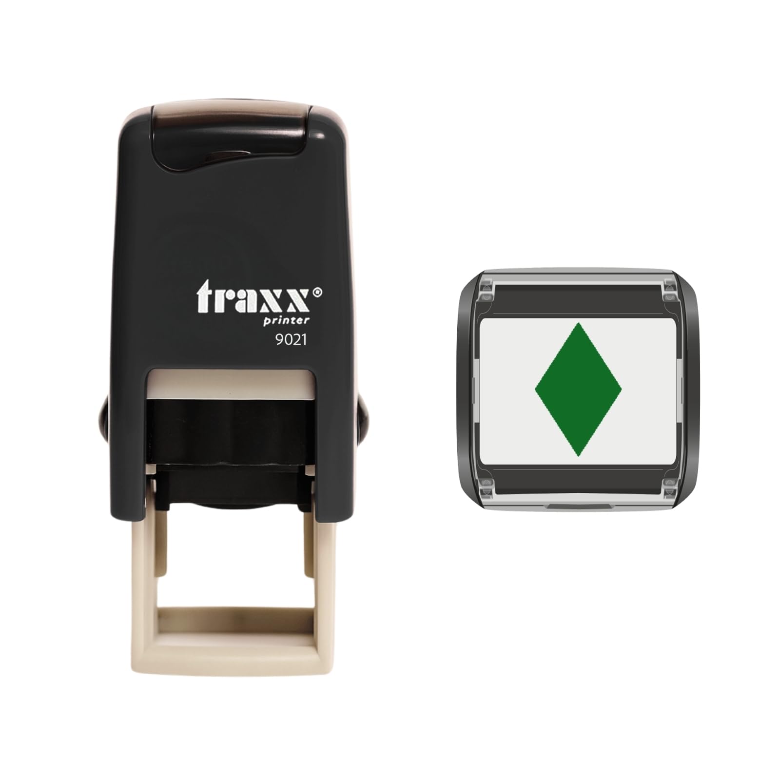 Traxx 9021 Loyalty Card Self Inking Rubber Stamp Business Casino Playing Cards *A Green Diamond Design*