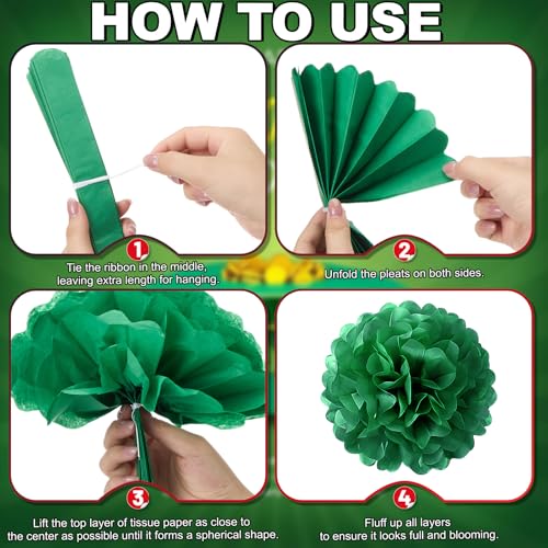 Image of RoundFunny 45 Pcs Green Card Themed Party Decorations Pre-strung Congrats Permanent Resident Banner Green Gold Confetti Balloons and Pom Poms for Immigration Success Celebration
