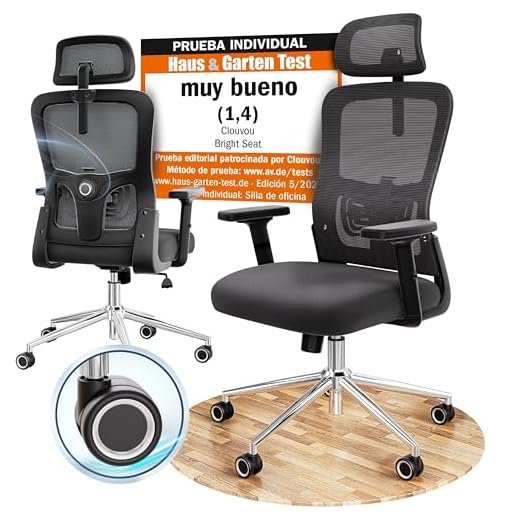 CLOUVOU BrightSeat Silla ergonómica de escitório [GANADORA DE PUREBAS] Silla de Oficina para Gamers Ajustable al 100%, giratoria, cómoda y Resistente hasta 150 kg | Ideal para Trabajo y Estudio