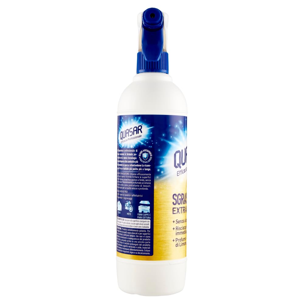 8 X Quasar Sgrassatore Extrarapido – Detergente spray extra veloce – Detergente 580 ml + portachiavi Beni Culinari