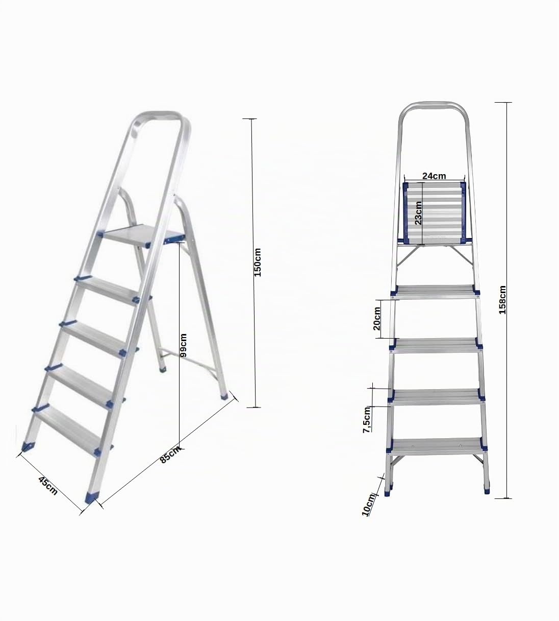 TREPPE Échelle en Aluminium Pliable Ciseaux léger 5 marches