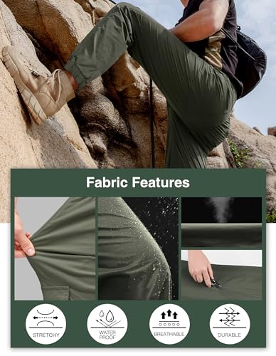 Pantalon cargo de randonnée vert 52 homme coupe jogging extensible imperméable - 4