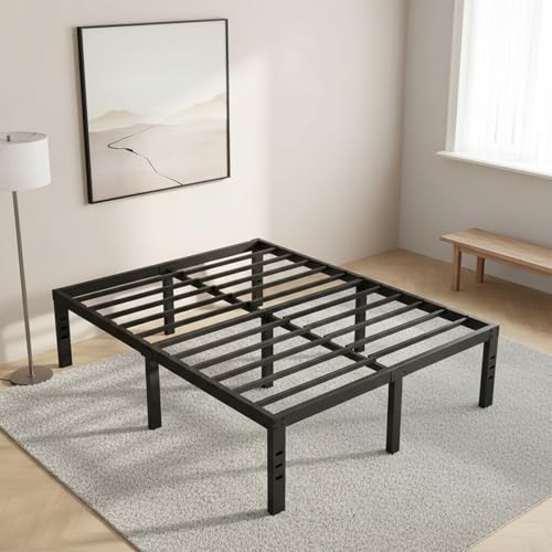 Consejos para Comprar Colchones y bases del mes. 46 Base Cama Matrimonial,45cm de alto,Base de cama de plataforma metálica,bases para cama matrimonial,Hierro Metálico Camas,Espacio de Almacenamiento Debajo de Cama,fuertes y...