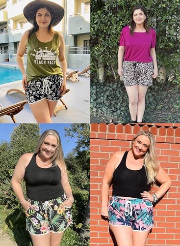 In'Voland #INV006723_PAT_20W Women'S Plus Size Floral Print Beach Shorts Quick Dry Swimwear Boardshorts Summer Swim Trunks Bikini Bottom thumb #3