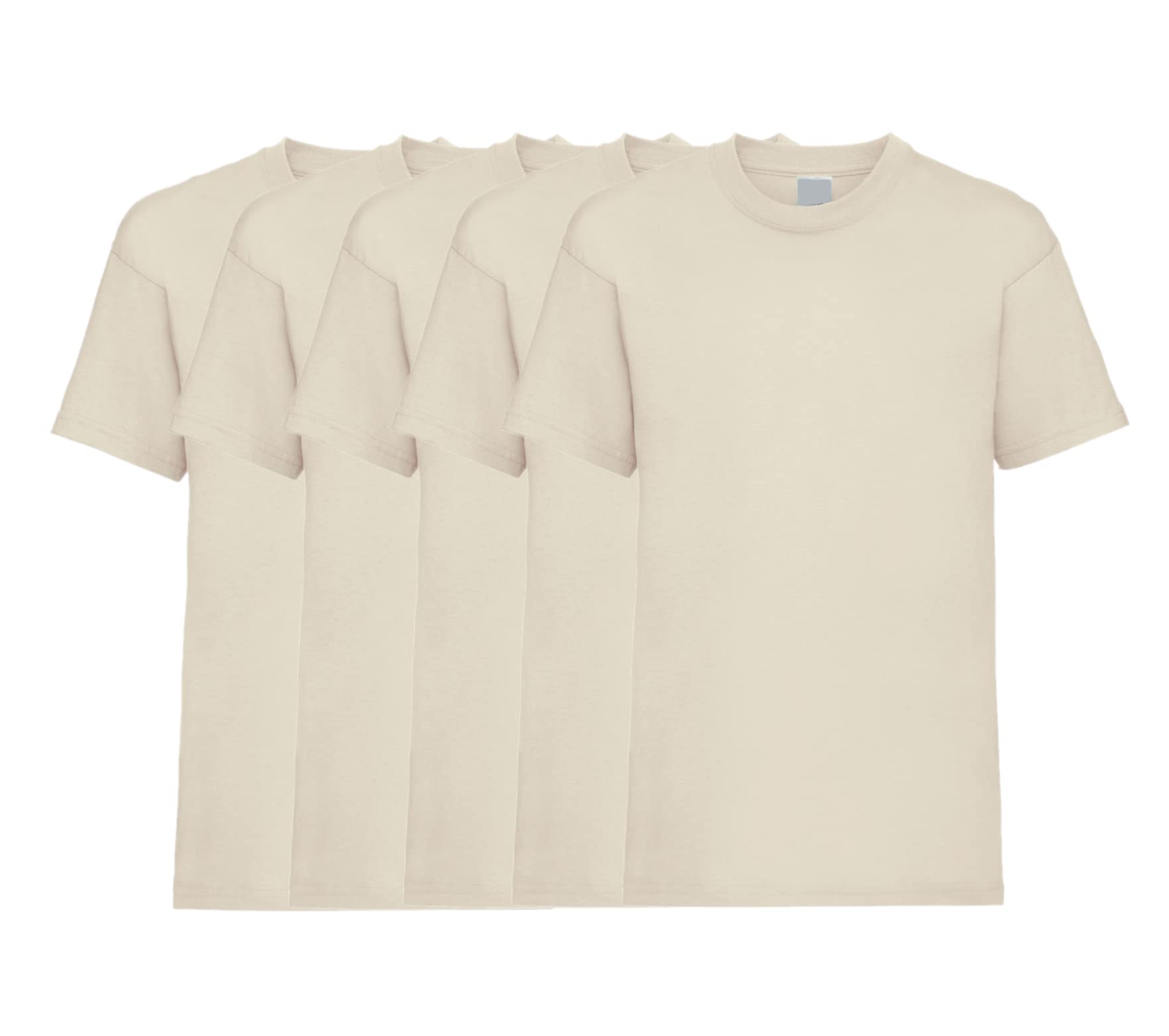 COOZO Unisex Kids Valueweight Pack of 5 Short Sleeve T-Shirts - Natural - 9-11 Years