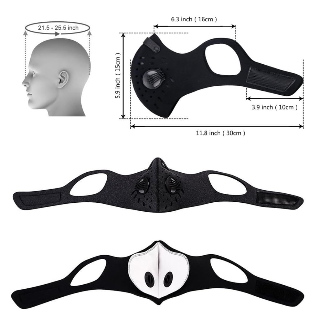 Mascarilla Respiratoria, Máscara De Polvo De Carbón Activado Contaminación Alérgenos Antipolen Filtrado De Gases De Escape Facial para Correr Ciclismo Actividades Al Aire Libre Mantener Calient — view 2