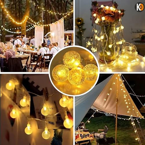 Image of K D Led Crystal Ball Lights for Decorations - 3.5m, 14LED Diwali Lights for Decoration for Home, Series Light for Decorations, Crystal Globe String Led Light for Home Decoration