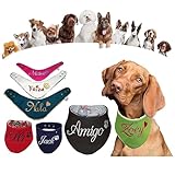 LunaChild Handmade Hundehalstuch mit Namen 20 Farben Canvas Größe XXS XS S M L XL XXL WUNSCHNAME Wendetuch Halstuch Hund Krone Name Bandana