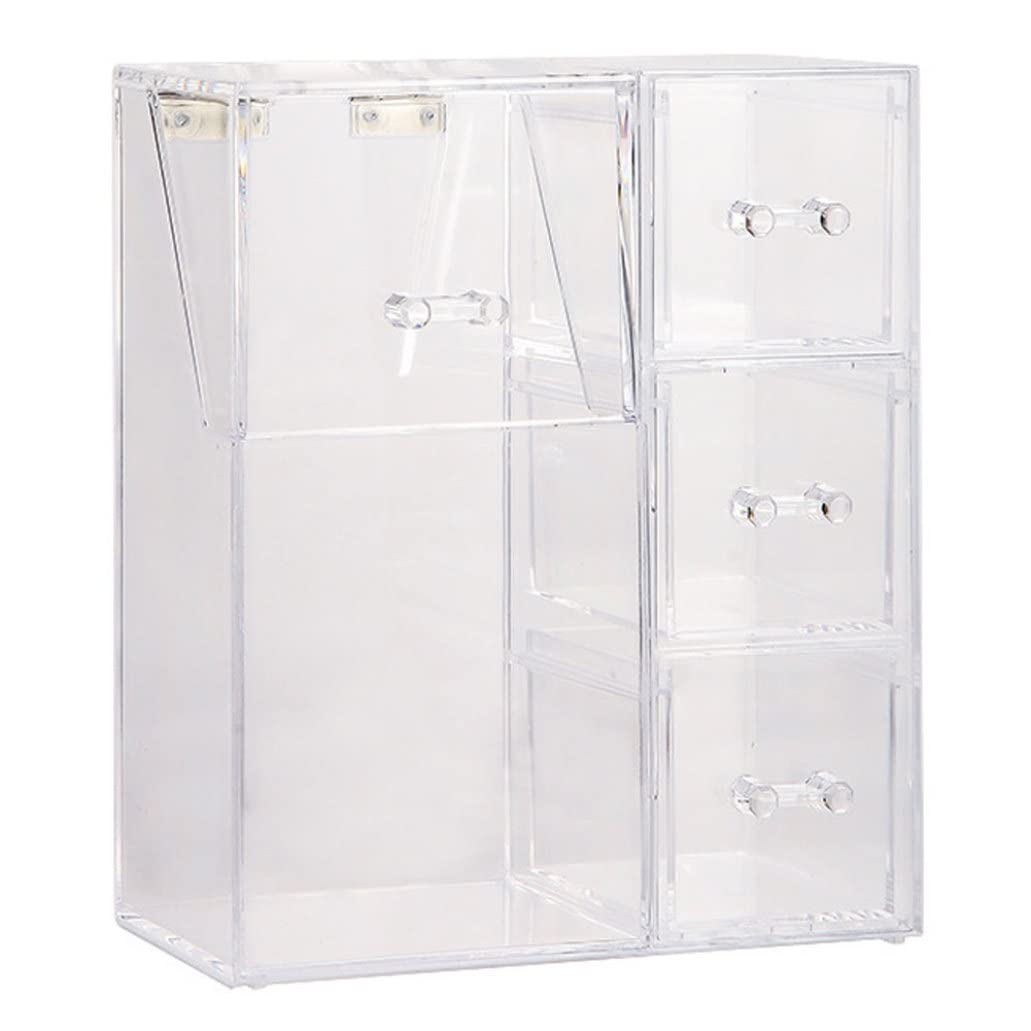 Vistnale makeup brush organizer, Acrylic Makeup Organizer Clear Cosmetic Brush Holder with Dustproof Lid 3 Drawers
