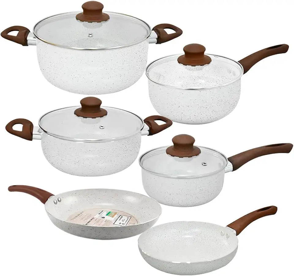 Jogo de Panelas Antiaderente Cerâmica Vanilla Florença 6 peças - Hauskraft Premium