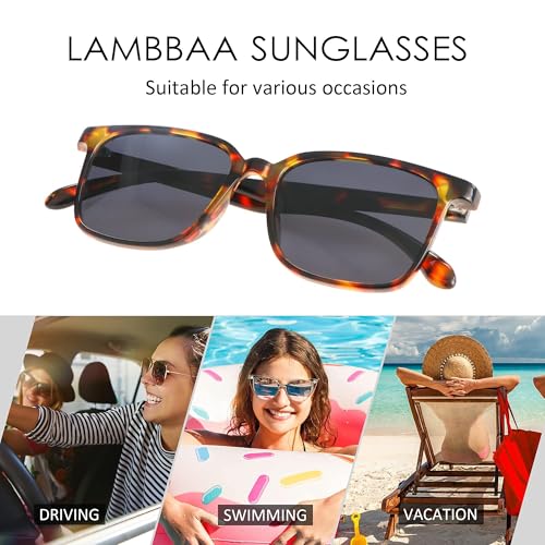 Image of Polarized Sunglasses Vintage Square for Men and Women Protection Shades 3 Pack (Marble+Black White+Tortoise, No Magnification)