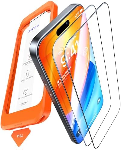 UltraGlass Top 9H+ Armor for iPhone 16 Screen Protector Glass, 2 Pack