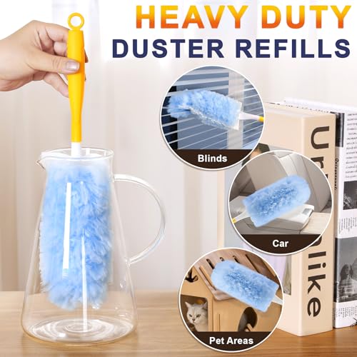 Image of 30-Pack Heavy Duty Duster Refills Compatible with Swiffer, 3FT Extendable Handle, 5X Multi-Surface Microfiber Duster for Home, Fans, Blinds, Vents & Car Cleaning