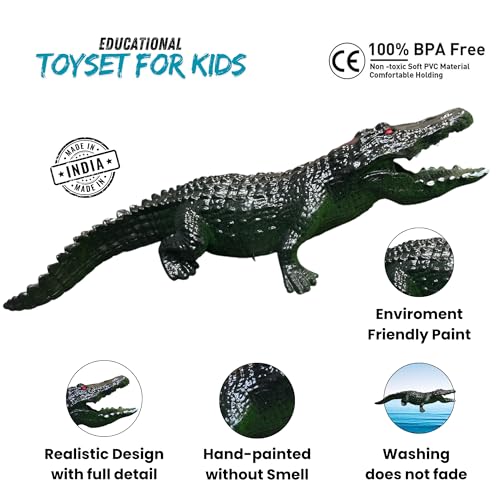 Image of ZESTHOME Crocodile & Snake Toy Set for Kids - Big Crocodile with Sound, Large & Baby Snake with Eggs | Non-Toxic PVC Jungle Animal Toys for Learning, Pretend Play & Gift (Age 3+)