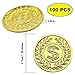 Oisinlas 100 Pcs Plastic Pirate Gold Coins Set Fake St. Patricks Coin Toys for Play Treasure Hunt Game, Pirate Theme Props Decorations,Party Favors Supplies, Classroom Reward, Prizes for Kids