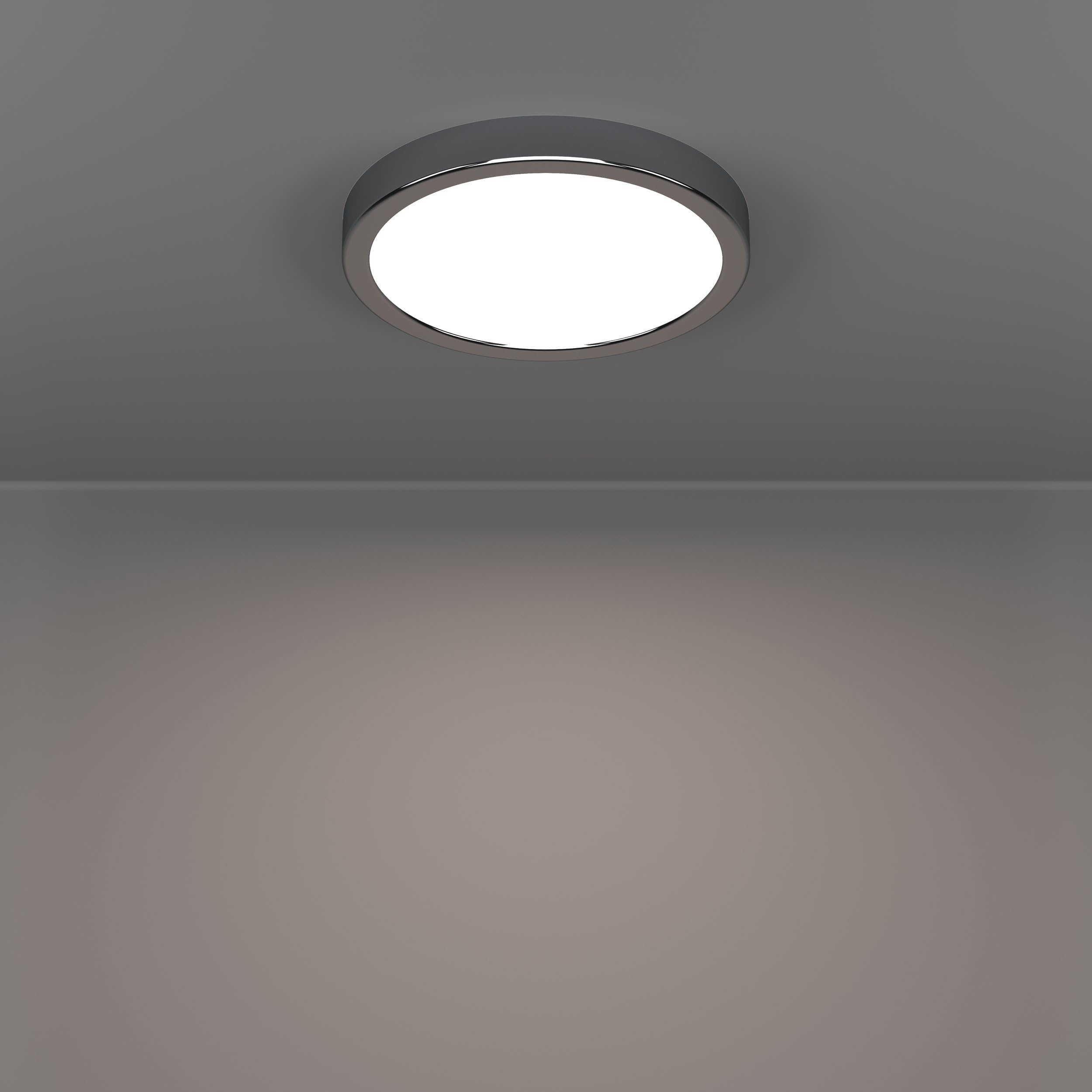 EGLO LED Deckenlampe Fueva 6, Bad Deckenleuchte Ø 21,1 cm, Badlampe aus Stahl in Chrom und Kunststoff in Weiß, Badezimer Lampe, warmweiß-kaltweiß, IP44