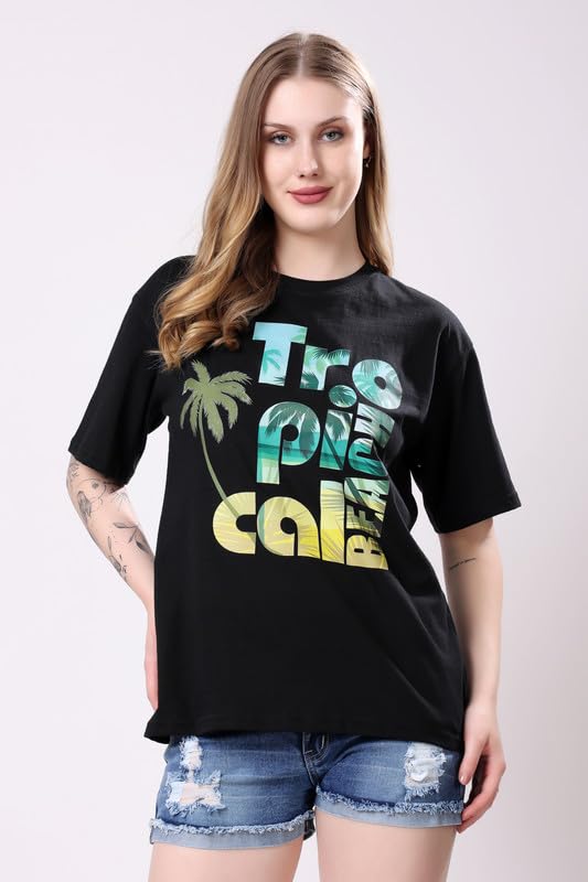 Image of London Hills Women's Cotton Blend Oversized Fit Oversized Tshirt | Oversized Tshirt - Pack of 2