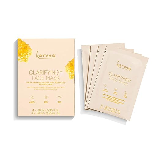 Karuna Clarifying+ - Hojas de máscara facial, cuidado de la piel facial y de belleza esencial para limpiar profundamente los poros faciales, reducir