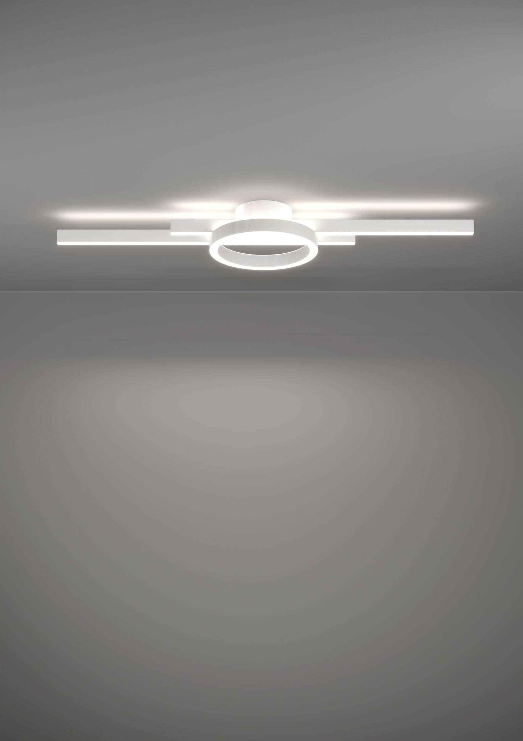 Eglo Amandolo Lámpara led de techo regulable con mando a distancia | con diseño geométrico, hecha de metal blanco, blanco cálido-blanco frío, retroiluminación RGB