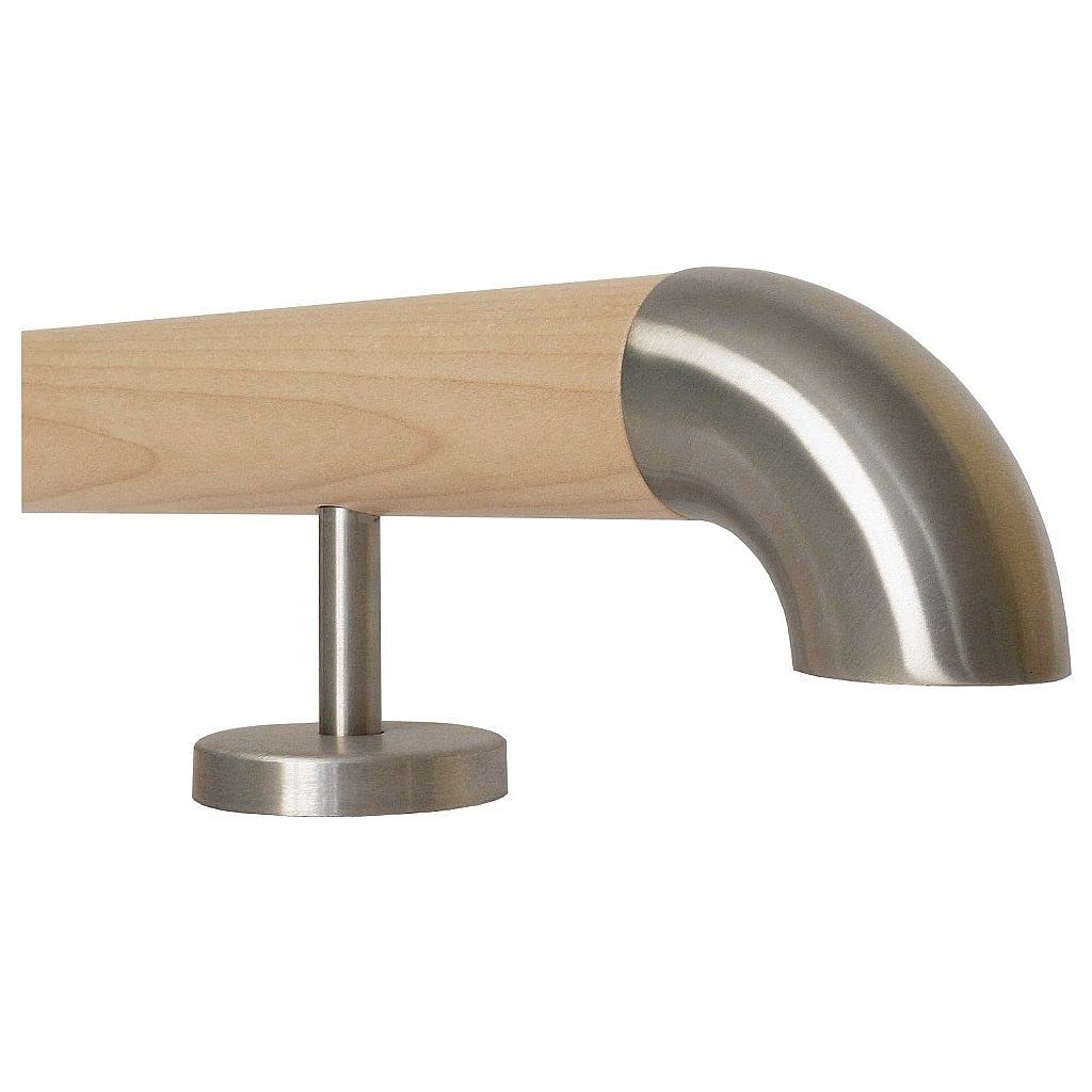 Madera De Arce Escalera Pasamanos Mango Recto Soporte De Acero Inoxidable, Longitud 30-500 Cm De Una Pieza/ejemplo: 80 Cm Con 2 Soportes De Madera Curvada
