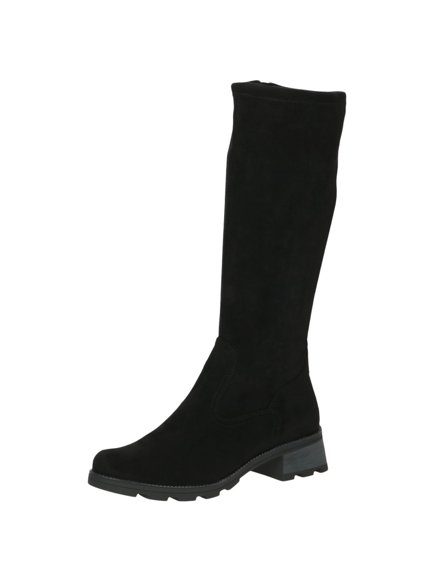 CAPRICE Women Boots with Heel Knee high Vegan, Black (Black Stretch), 4.5 UK