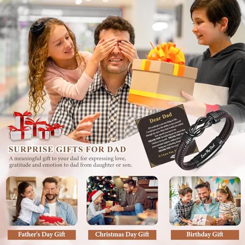 Pulsera de cuero trenzado marrón para hombre miniatura 2