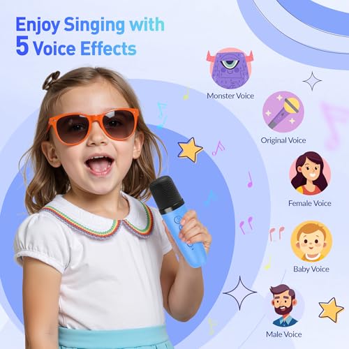 Image of Mini Karaoke Machine for Kids Adults: Portable Bluetooth Karaoke Speaker with 2 Wireless Microphones, Karaoke Gifts for Girls Boys Ages 4-12+ Years Old Christmas Birthday Home Party(Navy Blue)