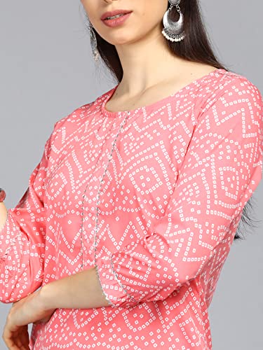 Image of Vaamsi Women's Poly Crepe Bandhani Printed A-line Kurta Palazzo Set