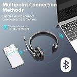 Wireless Headset with Microphone Noise Canceling/Charging Base/USB Dongle | Bluetooth Headphones with Mic Mute for WFH/Office/Smartphones/Office/Teams