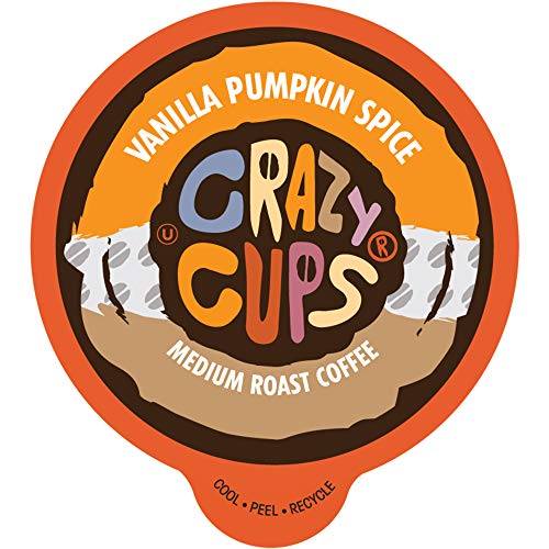 Crazy Cups Flavored Coffee Pods, Vanilla Pumpkin Spice Coffee, Single Serve Coffee for Keurig K Cups Machines, Hot or Iced Coffee, Medium Roast Coffee In Recyclable Pods, 22 Count