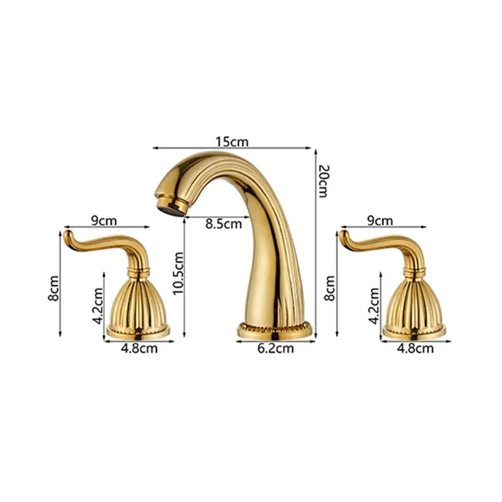 Grifo de baño con Acabado en latón Antiguo, Grifo Mezclador de Lavabo de 3 Piezas con Dos manijas, Grifo Dorado para Lavabo, Grifo para Lavabo de baño, Grifo para Fregadero de Cocina