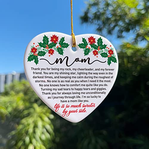 Image of Gifts for Mom, Birthday Christmas Keepsake Ornaments Gifts for Mother from Daughter Son, Holiday Christmas Tree Decorations Ornaments Sign, Life is So Much Sweet by Your Side