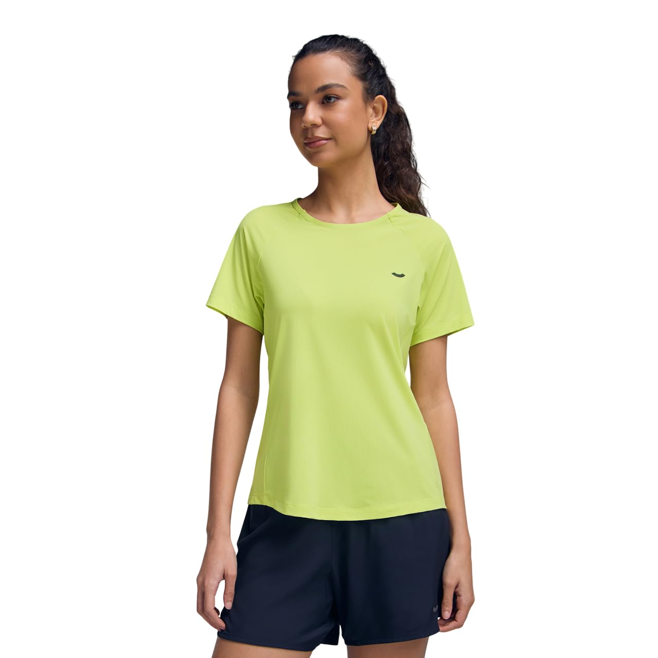 women's long distance running t-shirt – nylon spandex, crew neck, half sleeve, relaxed fit for gym & outdoor runs (xw1003)