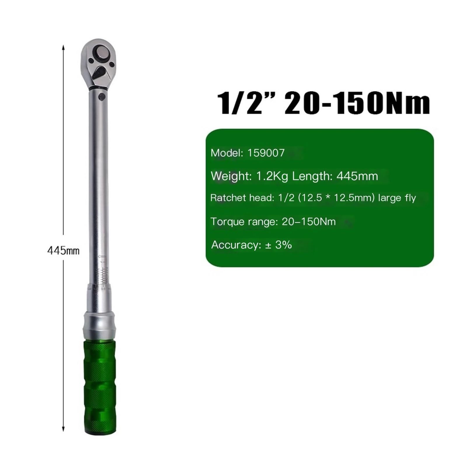 Llave dinamométrica ajustable preestablecida (1/2 20-150 Nm)