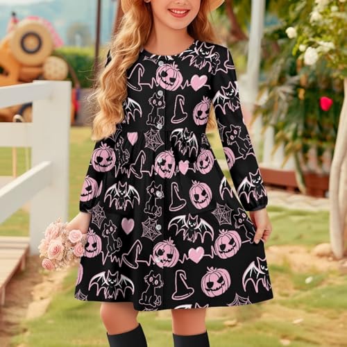 Halloween Girls Dress Long Sleeve Dresses for Girls Christmas Thanksgiving 6-153