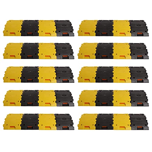 Image of Kunplast Plastic Speed Breaker 10 Meter | 50 MM Speed breaker Bump with reflector | society, residential area, factory /industrial use | (20X Yellow - 20X Black)