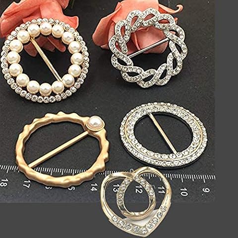 5 Styles T-Shirt Clip Fashion Metal Clip Buckle,5pcs Pearls Scarf Ring Buckle,Decorative Silk Scarf Tie Ring Rhinestone Buckle,Clothes Corner Knotted Button for Women Girls Decorative Accessories Cover
