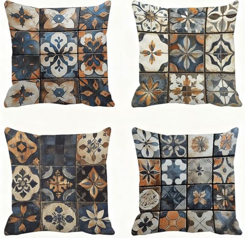 Housse coussin 45x45 bleu marine bohème de qualité supérieure pour lit - 2