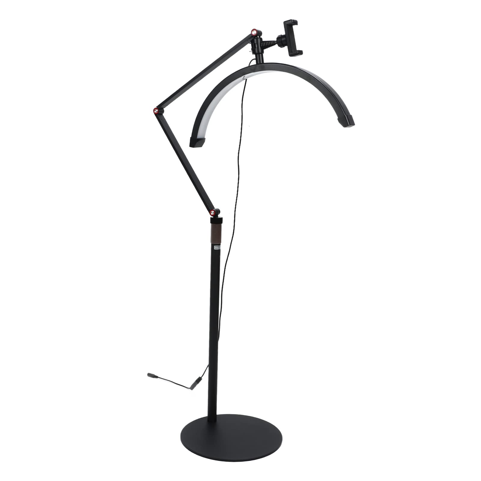 16in Eyelash LED Floor Light, LED Light for Lash Extensions, Adjustable Standing Lamp with Phone Holder Clamp, Half Moon Light for Beauty Skincare Filming and Content Creation (US Plug)