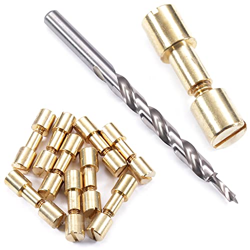 Corby Bolt Fasteners (10 Pack) with Step Drill for DIY Handles &amp; Knife Handle Repair - USA Size (0.312 x 0.213 x 1.25 Inch) - (Brass) - for Full Tang Fixed Blades
