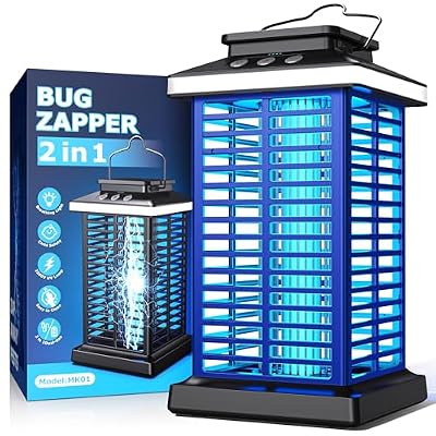Bug Zapper Outdoor, Mosquito Zapper 2 in 1 Portable & Rechargeable Bug Zapper Outdoor with 5000mAh Battery & LED Night Light, 4000V Electric Fly Zapper for Outside,Patio,Backyard,Garden Blue