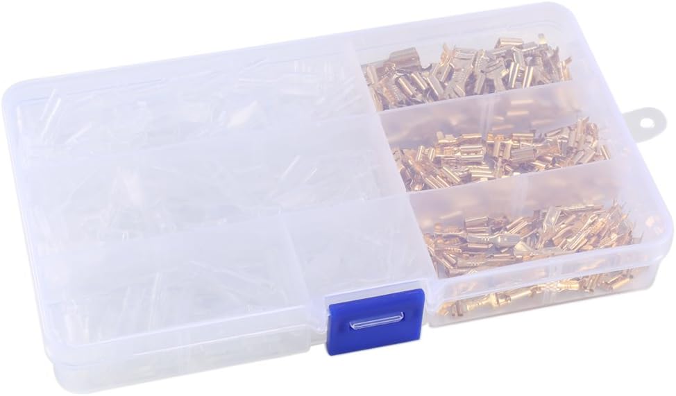 ManYee 300pcs 2.8/4.8/6.3mm Female Spade Connectors for Car Audio Speaker Brass Crimp Terminals Spade Electrical Crimp Connector Kit with Insulating Sleeve Quick Wire Splice Terminal AWG 22-14 Gauge: Industrial & Scientific